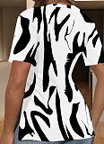 U-Neck Temperament Casual Printed Short-Sleeved T-Shirt For Women