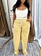 Summer Solid Color Vest Contrast Color Double Waist High Waist Wide Leg Pants Two Piece Set Wholesale