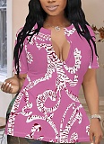 U-Neck Temperament Casual Printed Short-Sleeved T-Shirt For Women