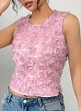 Pink Summer New Style Personalized Sleeveless T-Shirt For Women