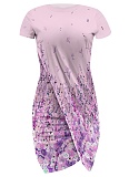 Casual Printed Short Sleeve Round Neck Irregular Dress