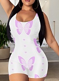 Women'S Casual Printed Sports Jumpsuit With Suspenders