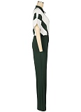 Summer Short-Sleeved Stitching Contrast Color Micro-Flared Sports Jumpsuit Wholesale