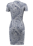 Casual Printed Short Sleeve Round Neck Irregular Dress
