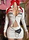 Long-Sleeved Zippered Printed Jacket Contrasting Skirt Casual Two-Piece Suit