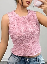 Pink Summer New Style Personalized Sleeveless T-Shirt For Women Pink Summer New Style Personalized Sleeveless T-Shirt For Women