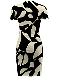 Casual Printed Short Sleeve Round Neck Irregular Dress