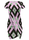 Casual Printed Short Sleeve Round Neck Irregular Dress