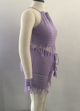 Tassel Fishnet Knitted Vest Shorts Plus Size Casual Two Piece Set Wholesale