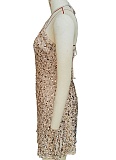 Sexy Nightclub Backless Sequined Halter Neck Mini Dress Wholesale