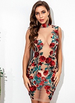 Sexy See-Through Mesh Sequin Dress Wholesale