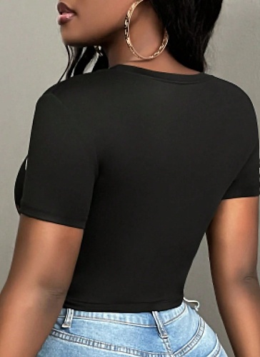 New Round Neck Printed Short T-Shirt Tops Wholesale