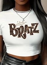New Round Neck Printed Short T-Shirt Tops Wholesale