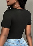 New Round Neck Printed Short T-Shirt Tops Wholesale