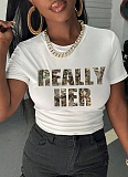 New Round Neck Printed Short T-Shirt Tops Wholesale