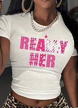 New Round Neck Printed Short T-Shirt Tops Wholesale