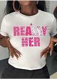New Round Neck Printed Short T-Shirt Tops Wholesale