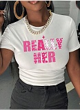 New Round Neck Printed Short T-Shirt Tops Wholesale