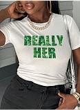 New Round Neck Printed Short T-Shirt Tops Wholesale