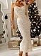Sequins Studs Beads Suspenders Dinner Lady Party Open Long Fork Dress Wholesale