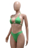 Solid Color Bra Briefs Hollow Skirt Three-Piece Set