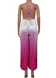 Sexy Deep V Suspender Backless Wide Leg Gradient Jumpsuit Wholesale