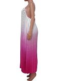 Sexy Deep V Suspender Backless Wide Leg Gradient Jumpsuit Wholesale