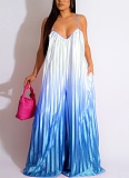 Sexy Deep V Suspender Backless Wide Leg Gradient Jumpsuit Wholesale