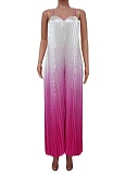 Sexy Deep V Suspender Backless Wide Leg Gradient Jumpsuit Wholesale