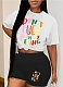 Round Neck Letter Printed Casual T-Shirt Shorts Two-Piece Set Wholesale