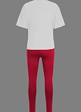 O-Neck Letter Print Top Stretch Pants Casual Two-Piece Set Wholesale