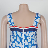 Sexy Suspender Print Dress With Large Hem and Multiple Colors