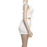 2025 Personalized Solid Color U-Neck Sleeveless Navel-Exposed Pants Set