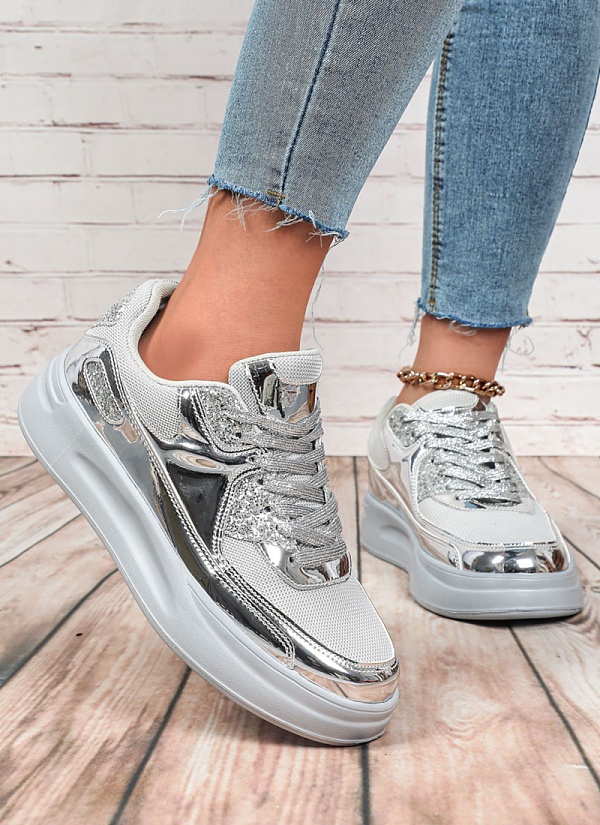 Shiny Mesh Casual Sports Shoes Thick Sole Heightening Outdoor Trendy Shoes Couple Style Trendy Shoes