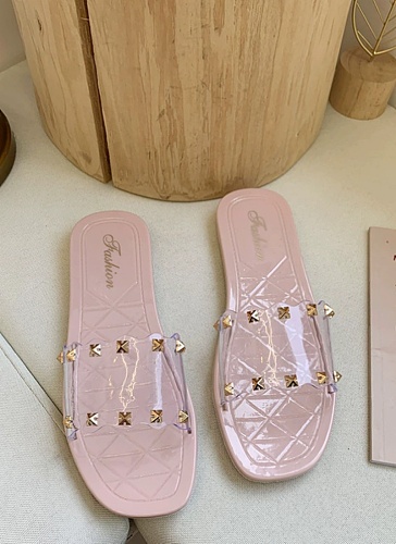 Flat Waterproof Beach Slippers Transparent Jelly Plastic Slippers Fashionable Flip Flops