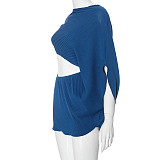 New Drop Shoulder Five-quarter Sleeve Irregular Navel-exposed Hollow Casual Dress