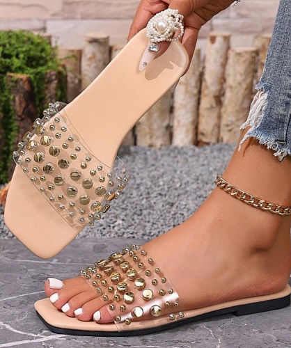 Summer New Style Women's Shoes Rivet Decoration Flat Slippers Wholesale