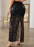 Sexy Sequined See-Through Back Slit Long Skirt Wholesale