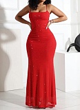 Black Sexy Sling Perm Diamond Mesh Yarn Hip Dress Wholesale