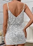 Sexy V-Neck Suspenders White Sequin Dress Wholesale
