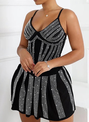 Fashion Perm Diamond Sexy Sleeveless Suspender Hip Dress Wholesale