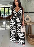 Sexy Print Halter Neck Top Wide Leg Pants Two-Piece Set