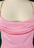 Sexy Chain Halter Neck High Waist Sexy Backless Wide Leg Pleated Jumpsuit