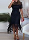 Round Neck Hollow Elegant Fashion Tassel Solid Color Dress