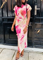 High Waist Slimming Fashion Elegant Tie-Dye Print Dress Wholesale