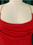 Sexy Chain Halter Neck High Waist Sexy Backless Wide Leg Pleated Jumpsuit