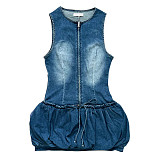 2025 Balloon Skirt Sleeveless Denim Dress