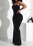 Black Sexy Sling Perm Diamond Mesh Yarn Hip Dress Wholesale