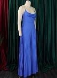 Sexy Chain Halter Neck High Waist Sexy Backless Wide Leg Pleated Jumpsuit