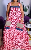 Sexy Suspender Print Dress With Large Hem and Multiple Colors